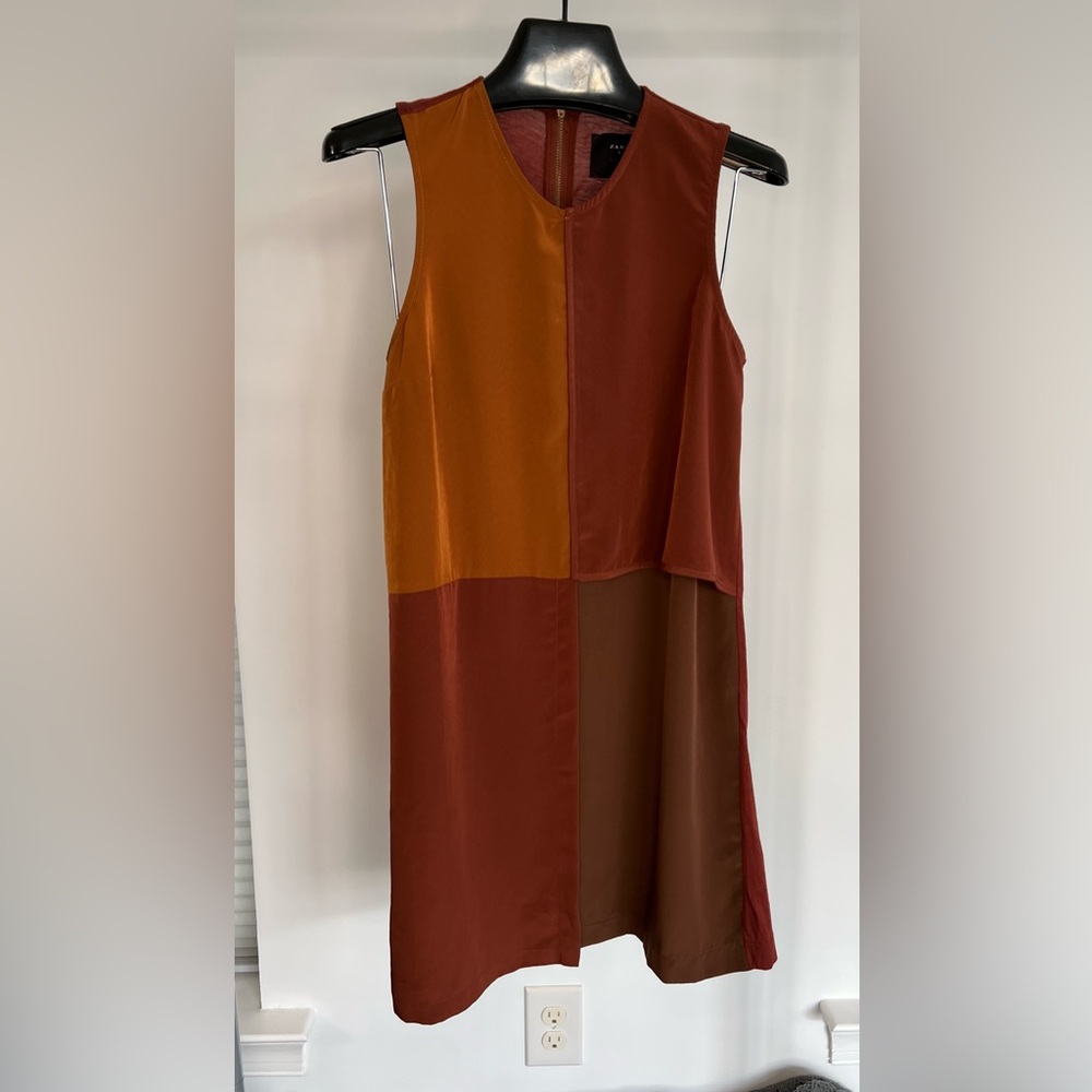 ZARA Color Block Brown Mini Dress size S